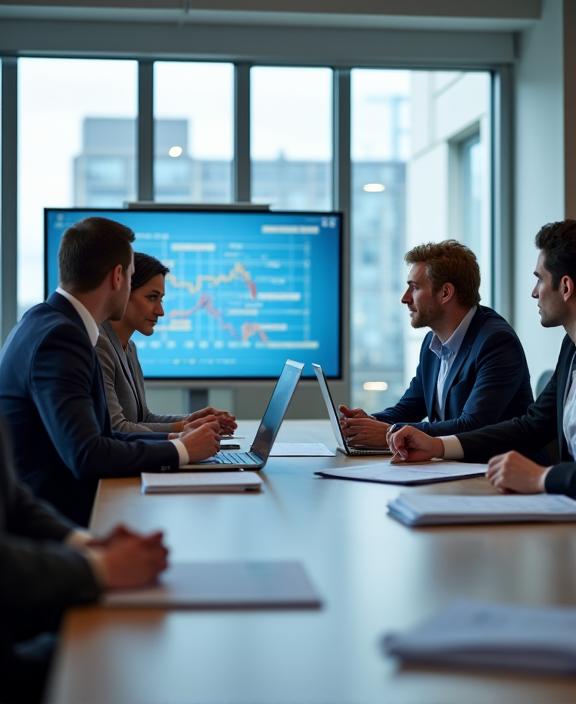 Financial advisors in a strategic planning meeting